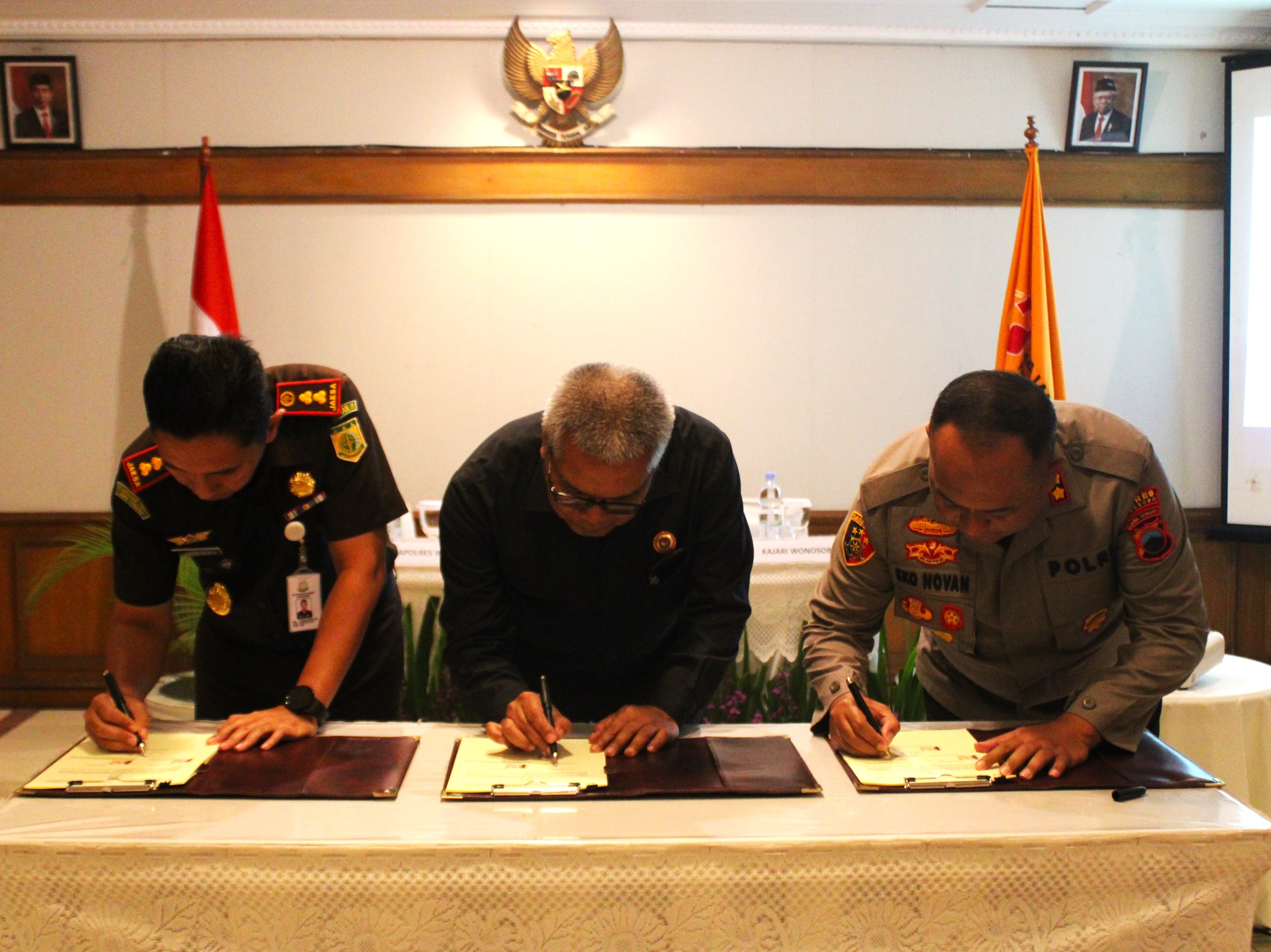 Bawaslu Wonosobo bersinergi bersama Polres Wonosobo dan Kejaksaan Negeri Wonosobo untuk Menyukseskan Pemilu 2024