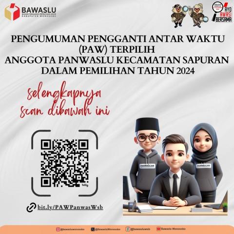 Pengumuman PAW Panwascam Sapuran