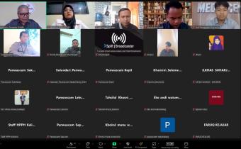 Launching Posko Kawal Hak Pilih secara virtual yang di ikuti oleh seluruh jajaran Panwaslu Kecamatan , Rabu (26/6)