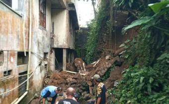 Lokasi senderan longsor Kantor Bawaslu Kabupaten Wonosobo 